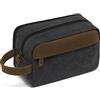Vaschy Retro - Astuccio da bagno, unisex, da viaggio, impermeabile, in tela, in pelle, astuccio per trucco, portatile, kit per rasatura Dopp con due scomparti, retro grigio, taglia unica, Retro
