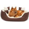 lionto Cuccia Cane 4-in-1 con Cuscino Reversibile, 65x50 cm, Marrone/Beige | Cuccia idrorepellente in tessuto Oxford con cuscino rimovibile e ingresso basso per cani, gatti, cuccioli e anziani