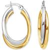 LeCalla 925 Orecchini a cerchio in argento 925 placcati oro 14K Gioielli bicolore che intrecciano grandi orecchini a cerchio ovali per donne - 35 mm