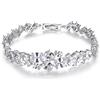 QUKE - Bracciale da sposa in argento con zirconi e brillantini, elegante, da donna