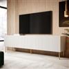 DEGHI Mobile porta tv 200 cm in legno bianco opaco cannettato con gambe oro - Judith