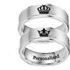 Ihanskio Coppia di anelli con scritta Her King, His Queen, Crown Her Promise, in acciaio inox, colore argento, Metallo, Zirconia cubica