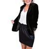 DAIHAN Blazer Elegante Donna in Velluto a Manica Lunga Slim Fit Elegante Aperto Davanti alle Giacche da Abito in Tinta Unita Cardigan Lavorato Formale dall 'Ufficio,Nero,L