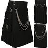 Gefomuofe Kilt Blackwatch da uomo tradizionale scozzese Highland Tartan Rock Classic Retro Rock Fashion Kendo Pocket Gonne Steampunk Abbigliamento, A nero, XXXL