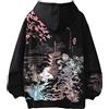 Osheoiso Japan Harajuku Gotico Felpa con Cappuccio da Uomo Ragazzo Maglione Streetwear Hip Hop Felpe Vintage Maglione Pullover Manica Kawaii Hoodie Oversized B Spessa Nero M