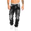 ORANDESIGNE Jeans Uomo 5-Pocket Stile Straight Fit Gamba a Tubo Jeans Uomo Jeans Stretch Jeans Basic Slim Fit Elasticizzati Vita Alta Casual Hip-Hop Ragazzo Regalo B Nero L