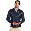 D'Arienzo Bomber Pelle Blu Uomo Giacca Primaverile Giubbotto Vera Pelle Made in Italy 106 52/Blu