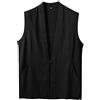 Gefomuofe Gilet in lino, da uomo, in lino, estivo, senza maniche, per uomo, Nero , L