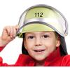 BALINCO Elmetto dei vigili del fuoco 112 per bambini con visiera ribaltabile e panno per il collo | taglia regolabile | ideale come costume/travestimento per carnevale