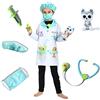 Sincere Party Costume da gioco di ruolo veterinario,Set di cappotti da laboratorio veterinario per bambini,Paziente animale peluche incluso 5-7 anni