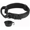 Faankiton Collare Tattico per Cani con Maniglia di Comando，Collare Militare per Cani Regolabile con Fibbia in Metallo，Collare per Cane in Nylon con Una Ciotola per Cani Pieghevole (L, Nero)