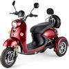 VELECO ZT63 - Scooter Disabili a 3 ruote - Completamente assemblato e pronto all'uso - Design italiano - Alta capacità di carico - Sedile confortevole (ROSSO)