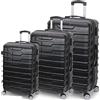 Valigeria.shop Set 3 valigie Tris con valigia Piccola 8 kg bagaglio a mano da cabina Media Grande 20 kg da stiva viaggio di marca in plastica rigida ABS 4 ruote autonome da Valigeria.shop (Black)
