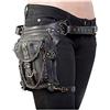 Haobing Adulti Marsupi Sportivi Gotico Steampunk Borsa a tracolla Marsupio Cosciale Tattico Borsa Gamba Moto (Nero, Taglia unica)