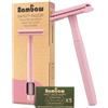 Bambaw Metallo Rasoio di sicurezza con 5 lamette per rasoio di sicurezza | Rasoio barba | Rasoio vintage | Rasoio donna | Rasoio corpo | Rasoio monolama per rasatura tradizionale | Safety razor | Bambaw