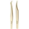 EMEDA 2 pcs pinzette per estensioni delle ciglia, Pinzette professionali Golden Precision per extension ciglia individuali, Pinzette per ciglia volume 3D 6D faux lash tweezers