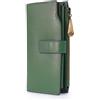 Catwalk Collection Handbags - Grande Portafoglio Donna in Pelle - Portamonete Per Smartphone e 20 Carte di Credito - RFID Protezione - Stella - Verde