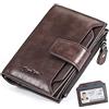 Senbos Portafoglio Uomo RFID Blocking Pelle Vera con 18 Porta Carte di Credito, Tasca con Cerniera, 2 Scomparti Banconote e Finestra ID Staccabile, Portafogli Uomo Verticale con Confezione Regalo