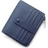 REETEE Porta Carte Credito Uomo e Donna RFID Blocco Portafoglio Sottile con Portamonete Vera Pelle Portacarte di Credito con Cerniera, Portacarte Uomo Slim con 14 Slot per Schede (blu)