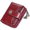 SENDEFN Portafoglio Donna in Vera Pelle di Blocco RFID in Pelle Corto Portamonete per Donna con 8 Scomparti per Carte 2 Finestra di Identificazione,Metallo Pendente e 1 Tasca con Cerniera
