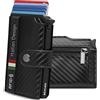 BEWMER v2 Portafoglio Uomo Slim In Similpelle Con Protezione RFID Anticlonazione - Porta Carte Di Credito Uomo E Donna Per 9 Tessere, Con Portamonete - Porta Tessere, Nero Carbon