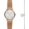 Armani Exchange Orologio da donna a due lancette, cassa in acciaio inossidabile oro rosa da 28 mm con bracciale in acciaio inossidabile, AX7121