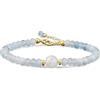 COAI Bracciale da Donna Con Perline Sfaccettate di Pietra Naturale Acquamarina e Perla di Pietra di Luna
