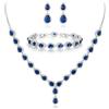 Clearine Gioielli Donna 3-Set Matrimonio Parure per Sposa - Elegante e Splendente Nuziale zircone Infinito Figure 8 Y-Collana Orecchini Braccialetto Pendenti Set Blu Argento-Fondo