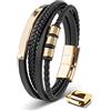 SERASAR Bracciale in Pelle Per Uomo 20cm Bracciale in Pelle Da Uomo in Oro Bracciale in Pelle Gioiello da Uomo Bracciale in Pelle Bracciale intrecciato in Pelle Bracciale Avvolgente Catena in Pelle