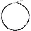 COAI Collana Unisex con Perline di Ossidiana Nera Naturale e Amuleto Croce, Collana Uomo Donna Pietre Nere Naturali