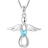 FJ Collana Angelo Custode Donna Argento 925 Collana con Ciondolo Infinito Collana Marzo Pietra Portafortuna Acquamarina Gioielli Regalo per Donna
