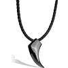 SERASAR Collana in Pelle Uomo Cuoio con Ciondolo - 50cm Nero Portagioie per Vera Regalo Leather Necklace Men Jewelry Band