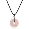 COAI Collana Unisex con Pendente Ciambella Ping'An Kou in Quarzo Rosa Laccio Regolabile