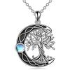 YAFEINI Albero della Vita Collana 925 Argento Sterling Pietra di Luna Celtica Nodo Collana Pendente per Le Donne Gioielli (Collana luna albero della vita)
