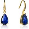 Namana Orecchini Pendenti Donna in Argento 925 placcato Oro, Orecchini a Goccia per Donna e Ragazza con Pietre Blu, Orecchini Blu Zaffiro, Orecchini Oro con Confezione Regalo