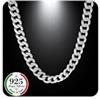 QUADRI - Elegante Collana in Argento 925 Catena 10 mm Modello Cubano Diamantata per Uomo Donna - Lunghezza 46 cm - Certificata Made in Italy