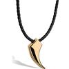 SERASAR Catena in Pelle da Uomo Collana con Ciondolo - Oro 60cm Cordoncino di Cuoio Portagioie Per Vera Regalo d Gioielli Fascia