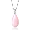 COAI Collana da Donna in Argento Sterling 925 con Ciondolo Goccia d'Acqua/Lacrima in Quarzo Rosa, Collana Quarzo Rosa da Donna