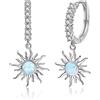 Qings Sun Huggie Orecchini a Cerchio in Argento Sterling 925 Sole Ipoallergenico Orecchini a Cerchio con Zircone Cubico Opale Sole Gioielli Regalo per Donne Ragazze Compleanno
