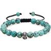 COAI Bracciale Unisex Regolabile con Perle in Turchese Africano e Amuleto Teschio
