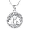 Friggem Collana Donna Albero della Vita Gioielli in Argento 925 Famiglia Madre e Figlio Figlia Collana con Ciondolo, Compleanno Festa della Mamma Gioielli Regali per Mamma Figlia Sorella (B-madre e due figli)