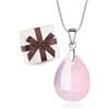 COAI Collana da Donna con Ciondolo Goccia Lacrima in Quarzo Rosa e Catenina in Argento Sterling 925