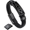 Bandmax Corda di Cera Bracciale Uomo Vichingo, Martello del Tuono/Cranio/Massonico Modello Vintage Braccialetto Uomo, 21/23 cm Bracciali Argento/Nero, Personalizzato Regalo per Ragazzo