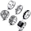 Adramata 6 Pezzi Set Anelli da Vikingo Vintage anello Nodo Celtico Gotici Acciaio Inossidabile Uomo