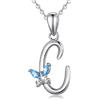 EUDORA Harmony Ball EUDORA Collana a farfalla iniziale in argento sterling 925 con lettera dell'alfabeto Collane con ciondolo personalizzato con zirconi blu per donna, ragazza, madre, gioielli, catena da 45 cm