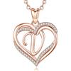 INFUSEU Collana Iniziale, Doppio Cuore V Oro Rosa Ciondolo Lettera Catena da 20 Pollici Cubic Zirconia CZ Gioielli Personalizzati Per Donne Donne Signore