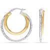 LeCalla 925 Orecchini a cerchio bicolore in argento sterling con texture per donne adolescenti, argento sterling, non conosciuto