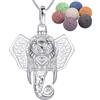 INFUSEU Collana Catena Aromaterapia Diffusore, Placcato Argento Elefante Portafortuna Diffusore Di Oli Essenziali 7 Pietre Laviche Colorate Riutilizzabili e Diffusori