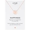 LUUK LIFESTYLE Collana con Ciondolo Fiore e Carta HAPPINESS, Oro Rosa, 50cm