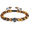 COAI Bracciale Leopardo in Pietre Naturali Benefiche, Bracciale Shamballa da Uomo Laccio Regolabile